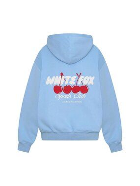 White Fox Club 14 Cassie Boxy Hoodie Blue Cherries L/XL NWT